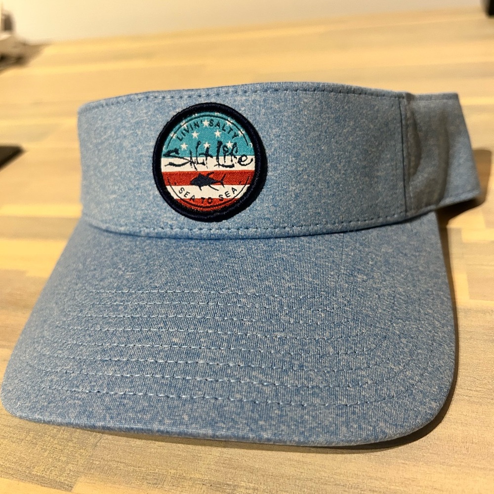 Salt Life Men’s Chambray Tuna State Visor NWT Sz O Light Blue Adjustable
